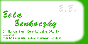 bela benkoczky business card